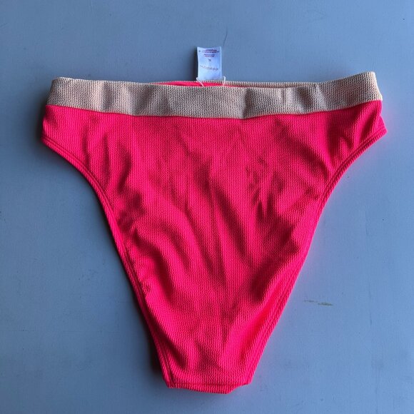 Xhilaration Juniors Textured Colorblock Cheeky High Leg High Waist Bikini Bottom - Picture 3 of 4